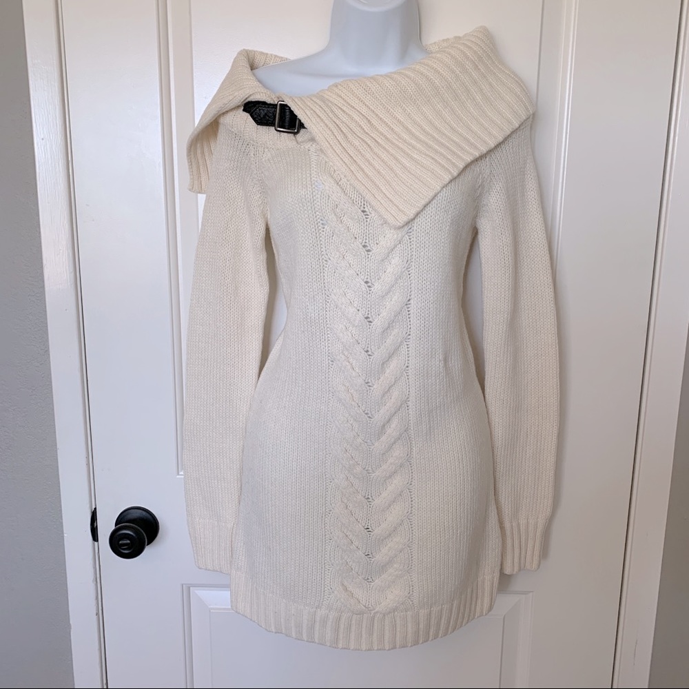 EUC Victorias Secret Cream Off the Shoulder Tunic Sweater Dress